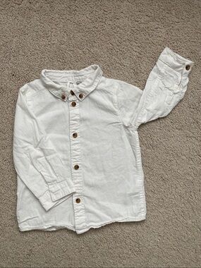 H&M White Long-Sleeve Button-Down Shirt for Kids